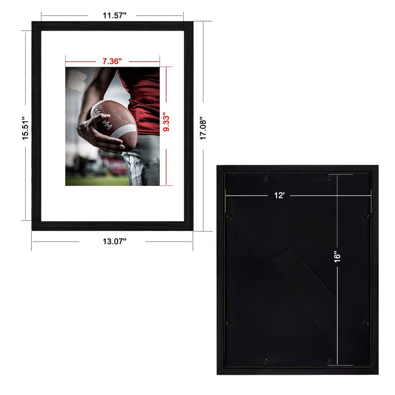 Emeyart 12x16 Picture Frames - Black Picture Frames to Display Photo 8x10 with Mat or 12 x 16 Pictures Without Mat for Living Room and Office Wall Decor-2 Pack - Image 2